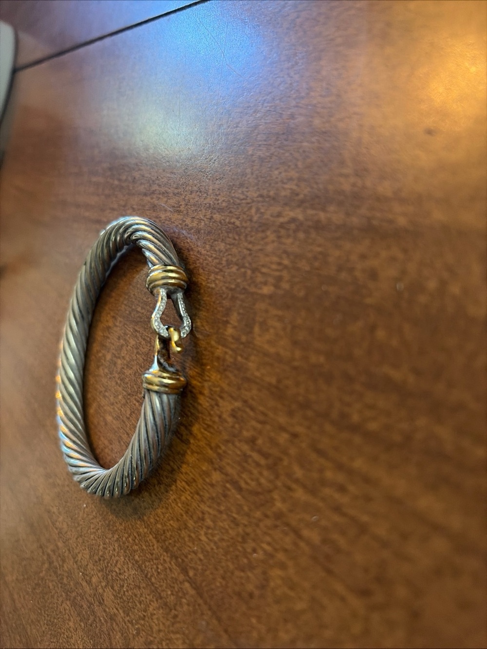 David Yurman 7mm Sterling Silver (925) with 18kt gold clasp women's bracelet.